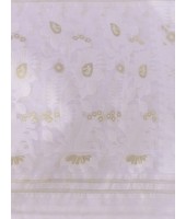 DESH BIDESH Women`s Phulkari Resham Dhakai jamdani Bengal Pure Cotton Handloom Saree Whole Body Design without Blouse Piece (Off White)